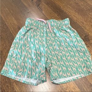 Class Club Teal Swim Shorts with Pink Giraffe Print